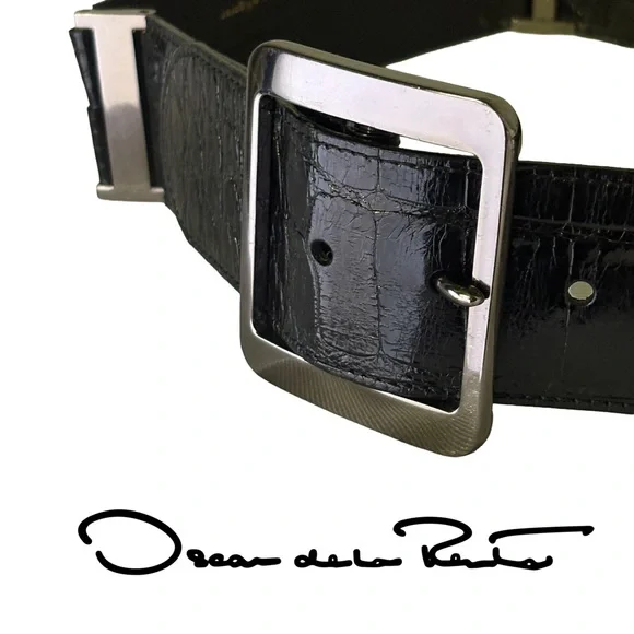 Oscar de la Renta Sz S (26-9”) Genuine Alligator Wide Black  display picture 2